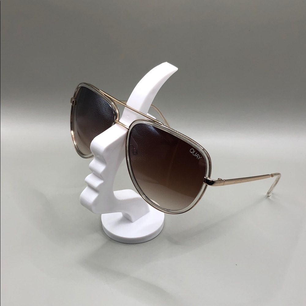 QUAY AUSTRALIA ALL IN AVIATOR SUNGLASSES CLEAR BROWN GRADIENT LENS